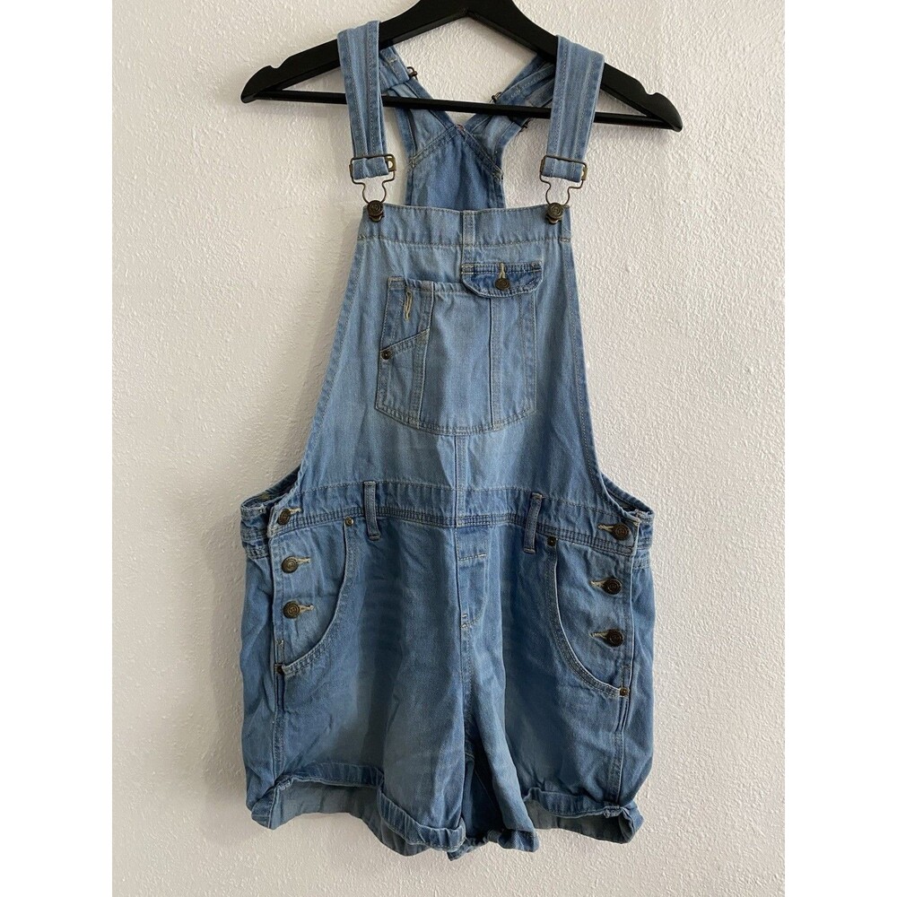 Vintage Y2K 90’s Lei Juniors Light Blue Denim Short Overalls L  Shortalls H17